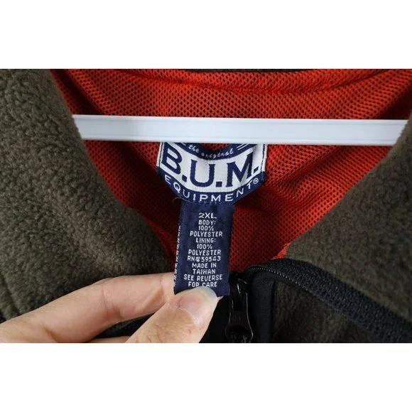 Vintage 90s Streetwear Mens 2XL XXL Full Zip Fleece Vest Jacket Olive Green - Picture 4 of 8